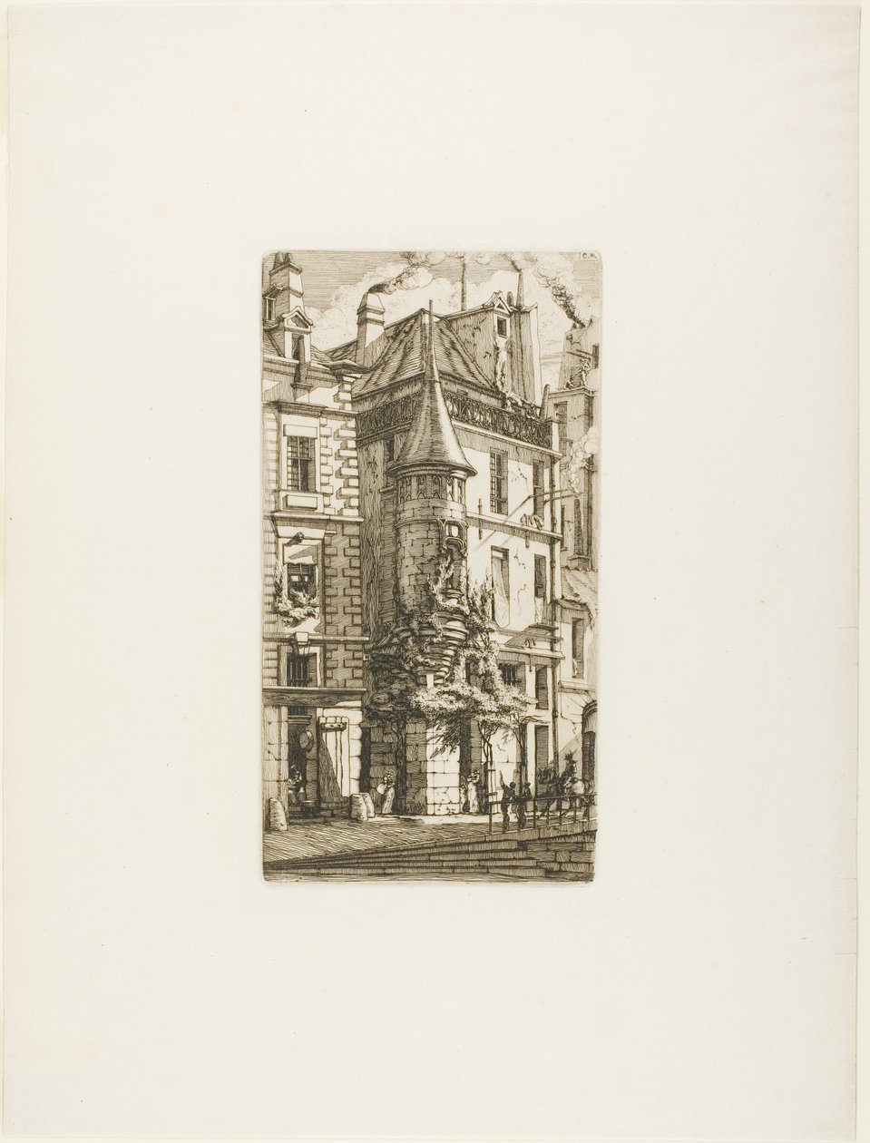 Dom z wieżyczką, rue de la Tixéranderie autorstwa Charles Meryon