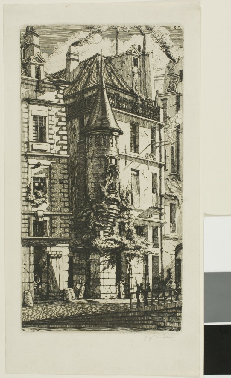 Dom z wieżyczką, rue de la Tixéranderie, Paryż autorstwa Charles Meryon