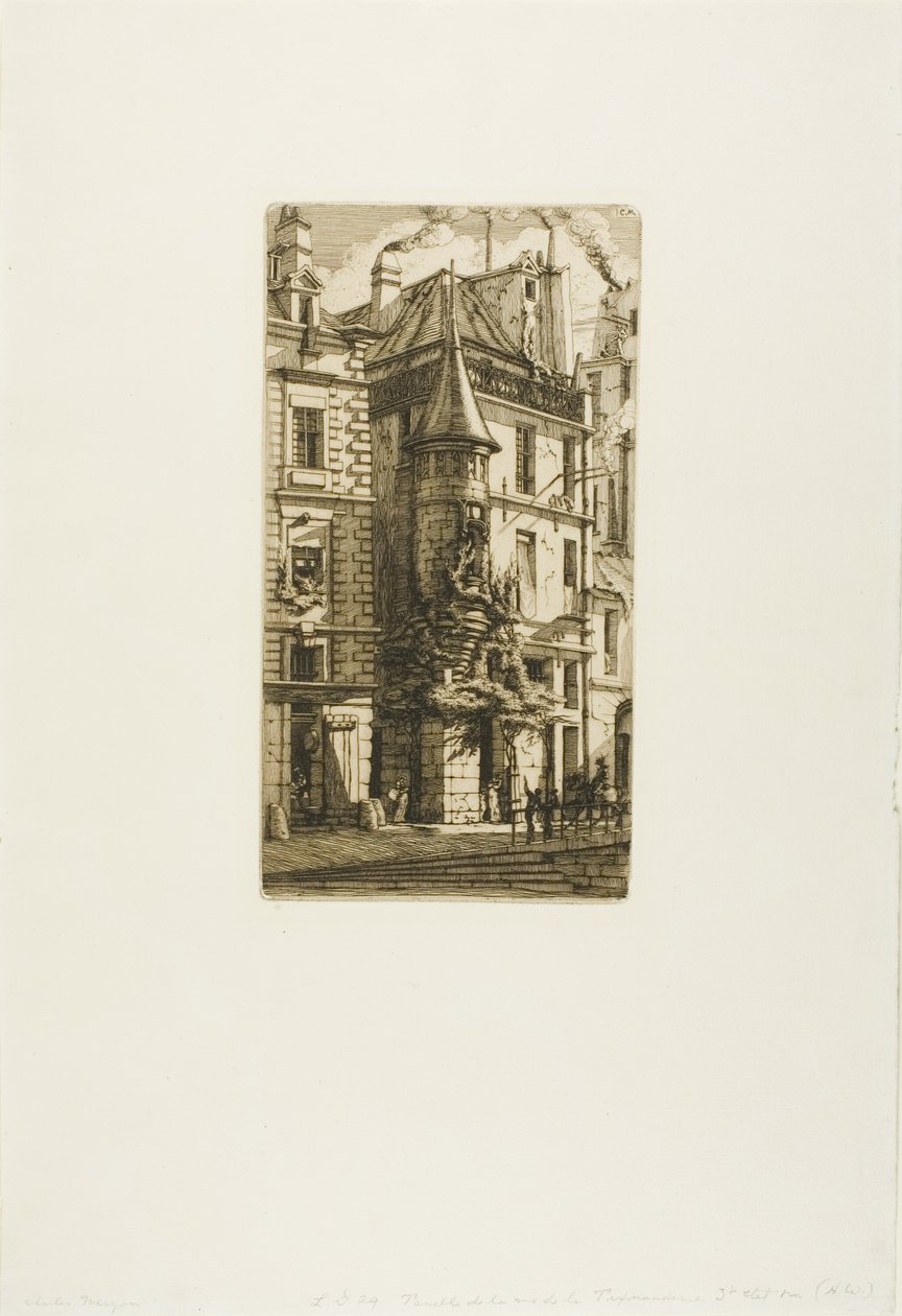 Dom z wieżyczką, rue de la Tixéranderie, Paryż autorstwa Charles Meryon