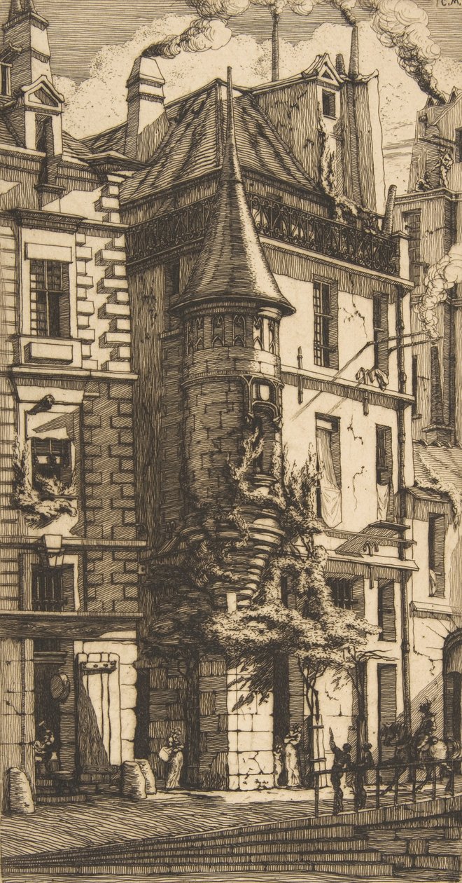 Dom z wieżyczką, rue de la Tixéranderie, Paryż, 1852. autorstwa Charles Meryon