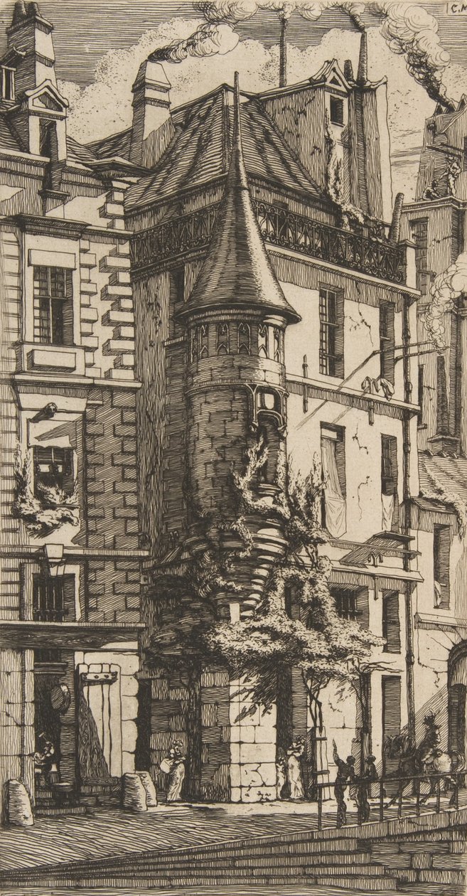 Dom z wieżyczką, rue de la Tixéranderie, Paryż, 1852. autorstwa Charles Meryon