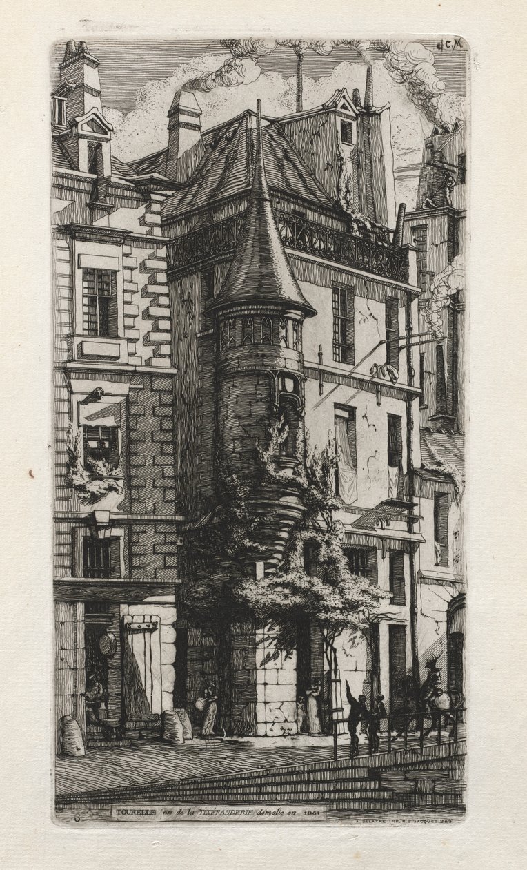Dom z wieżyczką, rue de la Tixéranderie, Paryż, 1852 r. autorstwa Charles Meryon