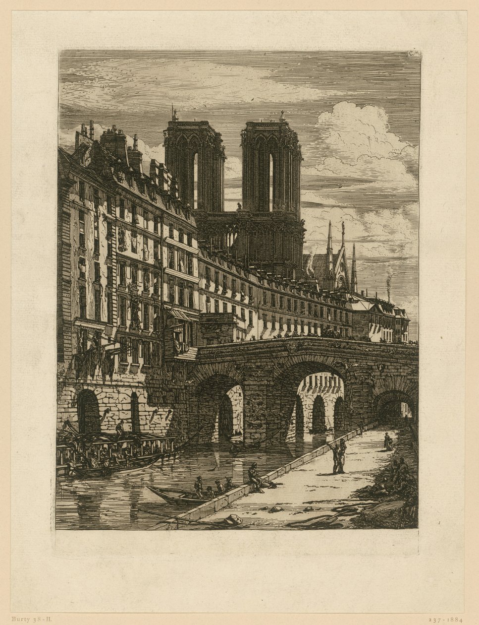 Wydruk: Rue neuve w St Etienne-du-Mont autorstwa Charles Meryon