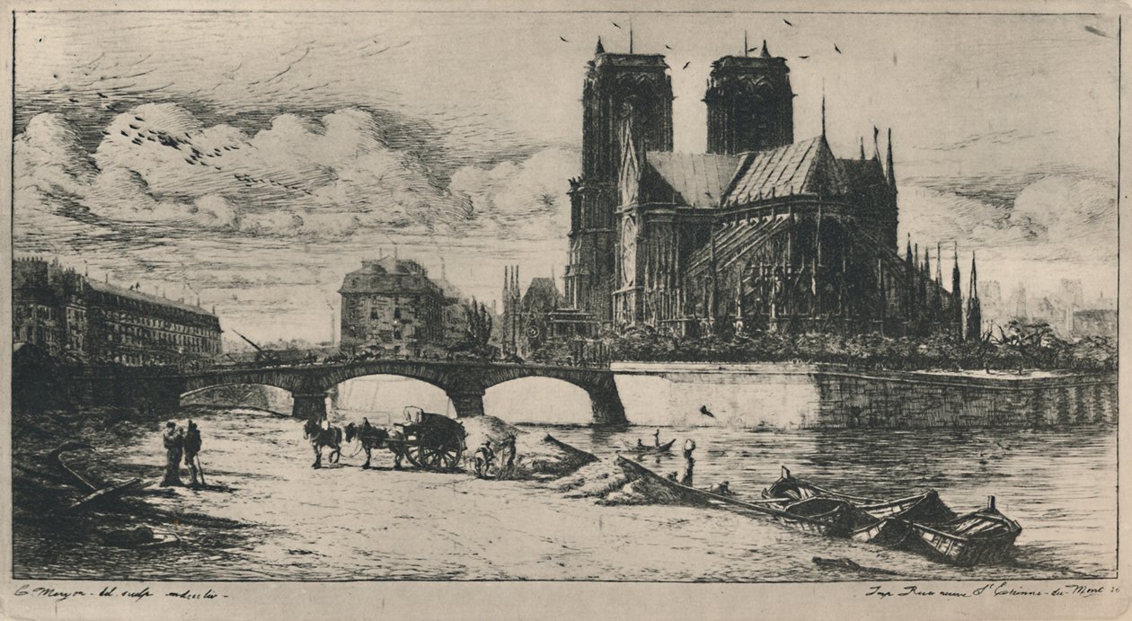 Apsyda Notre-Dame de Paris 4. stan, 6 12 x 11 34 cale, 1854, 1927 autorstwa Charles Meryon
