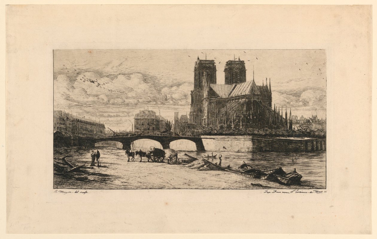 Apsyda Notre Dame de Paris (Apsyda Notre Dame, Paryż) autorstwa Charles Meryon
