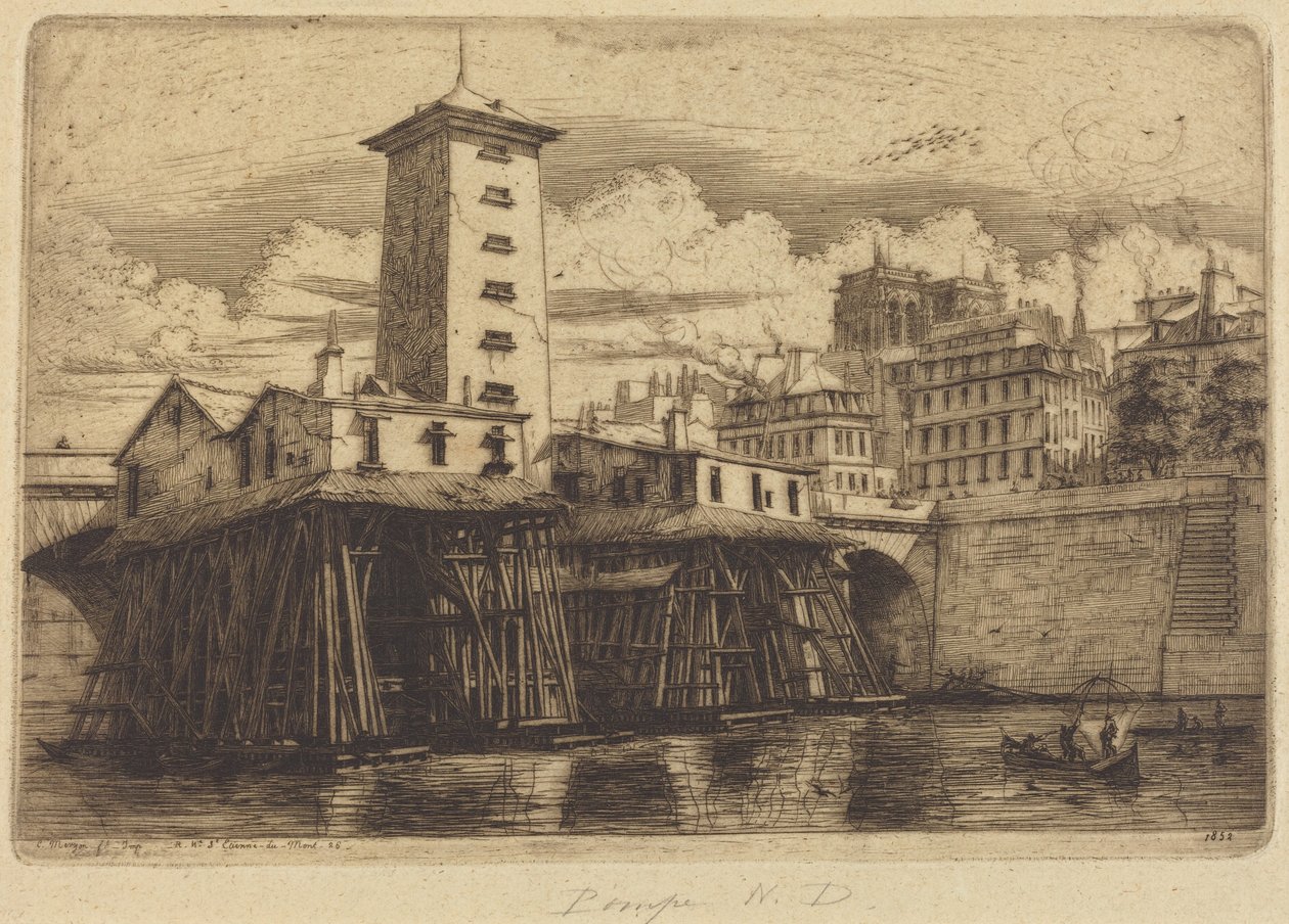 Pompa Notre-Dame, Paryż autorstwa Charles Meryon