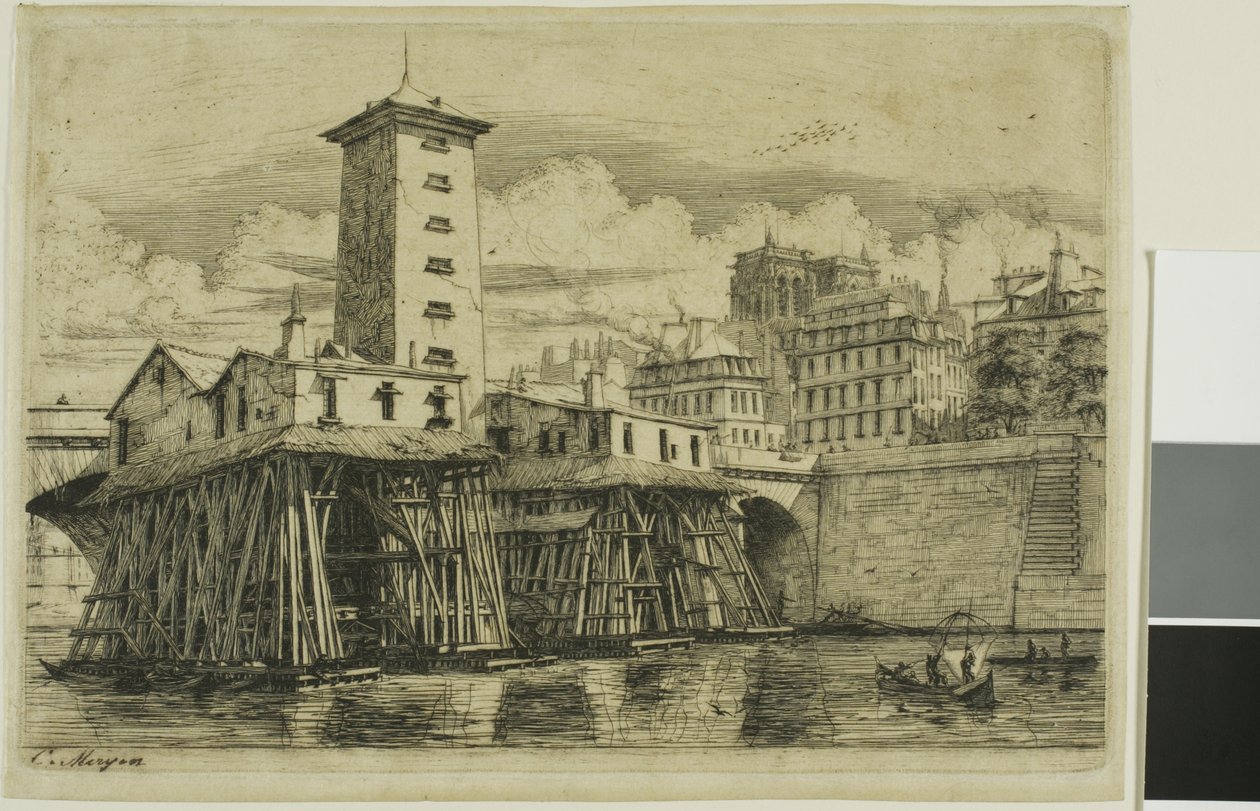 Pompa Notre-Dame, Paryż autorstwa Charles Meryon