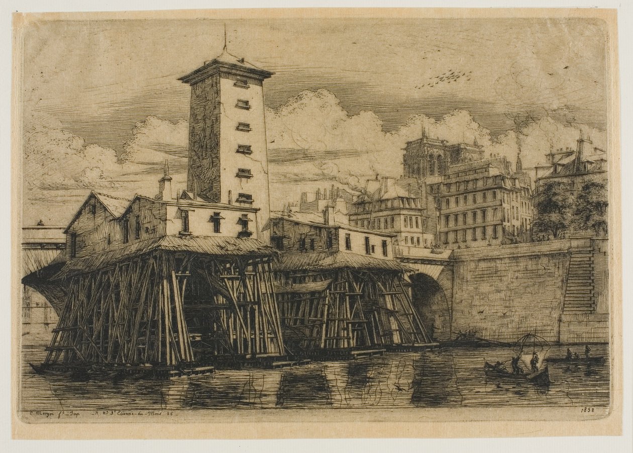 Pompa Notre-Dame, Paryż autorstwa Charles Meryon
