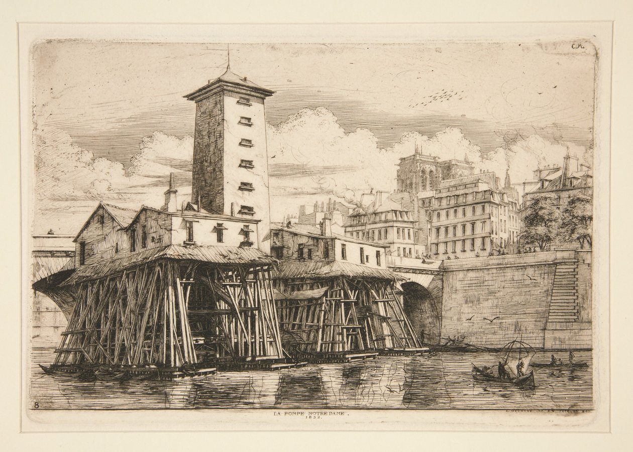 Pompa Notre-Dame, 1852 autorstwa Charles Meryon
