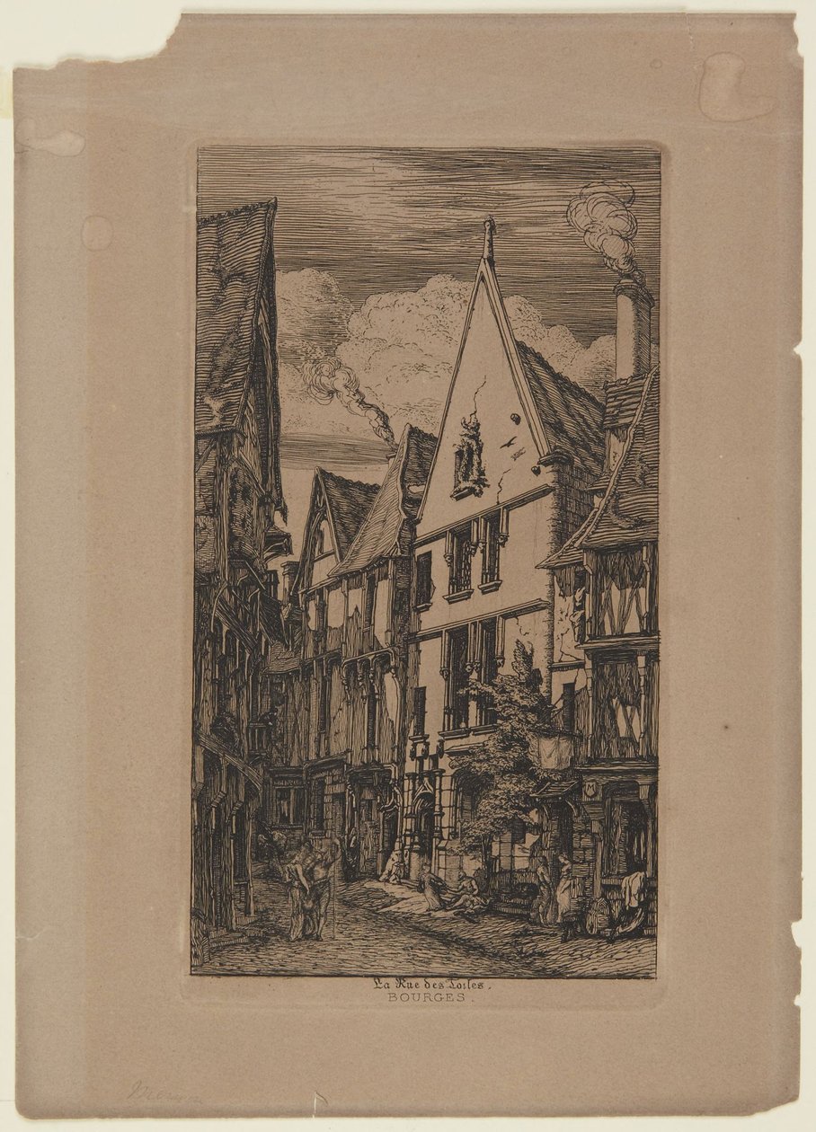 La Rue des Toiles, Bourges - 1853 autorstwa Charles Meryon