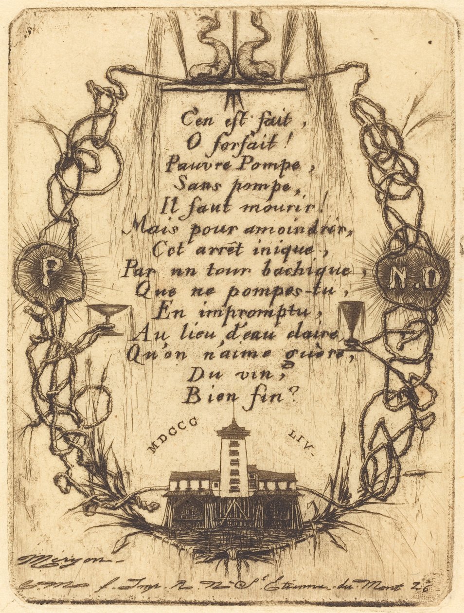 Mała pompka, Paryż (Pompa Notre Dame, mały talerzyk) autorstwa Charles Meryon