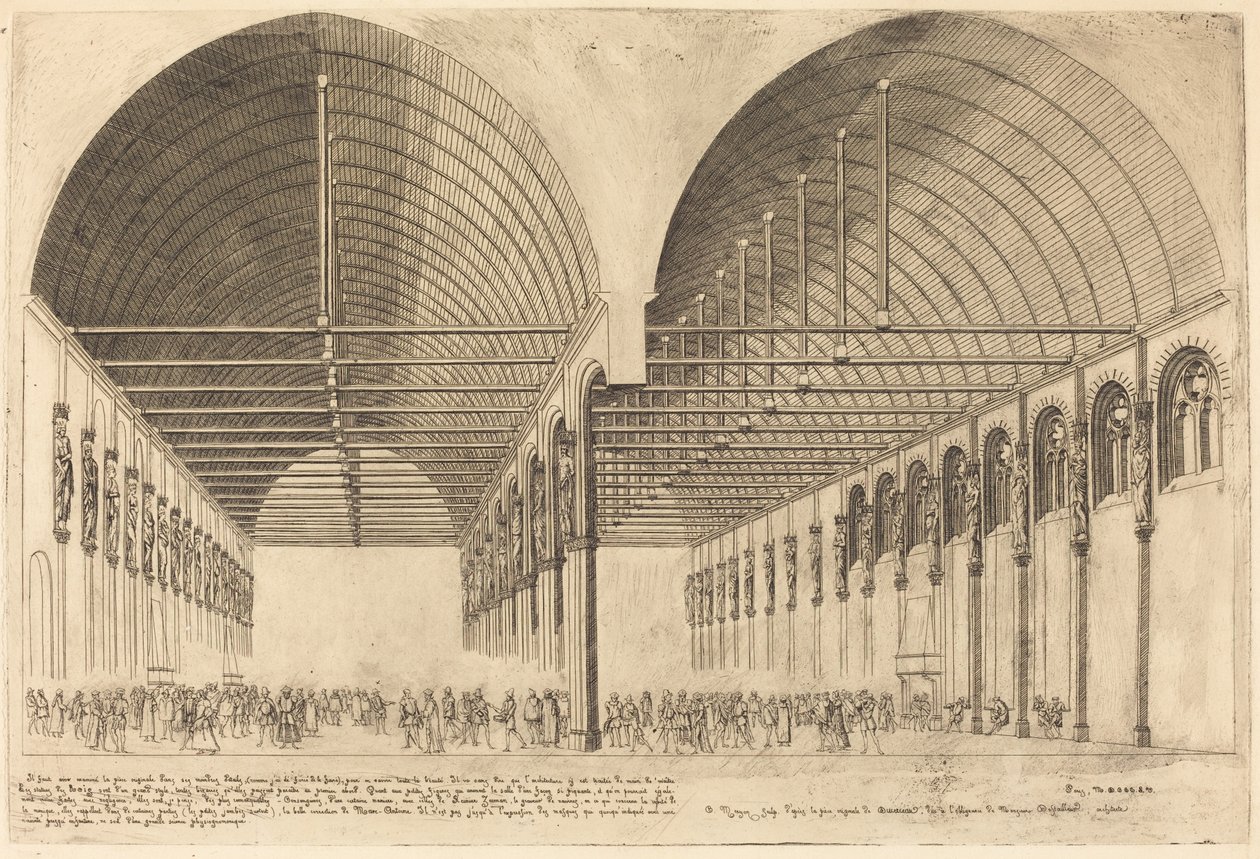 Salle des Pas-Perdus w dawnym Palais-de-Justice, Paryż (Antykamber Pałacu Sprawiedliwości, Paryż) autorstwa Charles Meryon