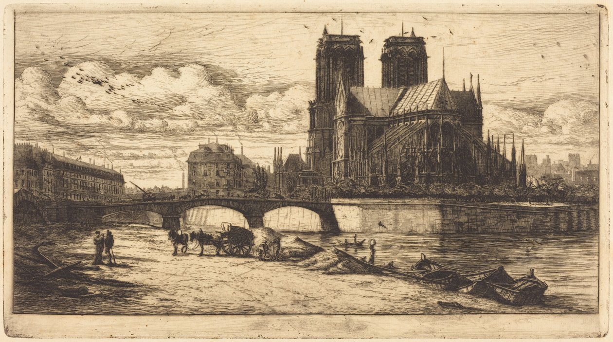 Apsyda katedry Notre-Dame w Paryżu autorstwa Charles Meryon