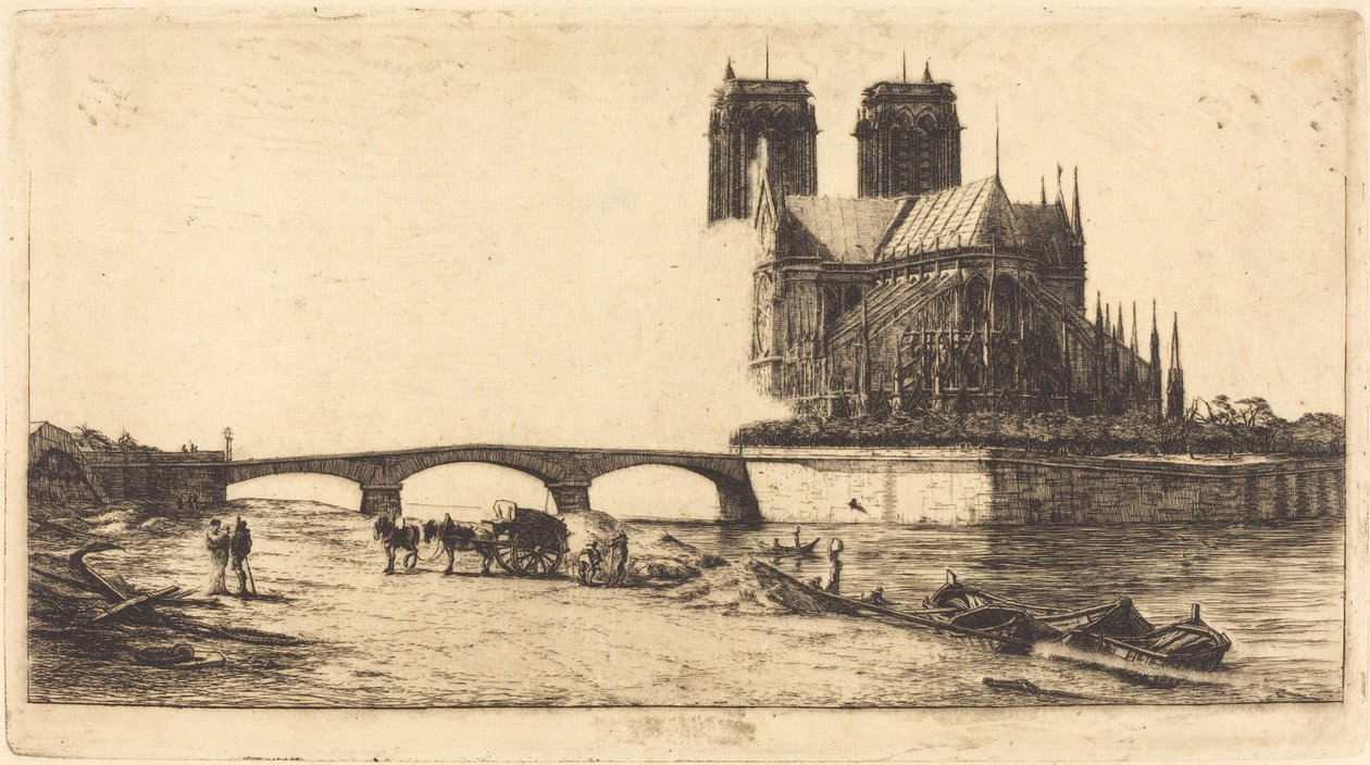 Apsyda Notre-Dame de Paris (Apsyda Katedry Notre-Dame, Paryż) autorstwa Charles Meryon