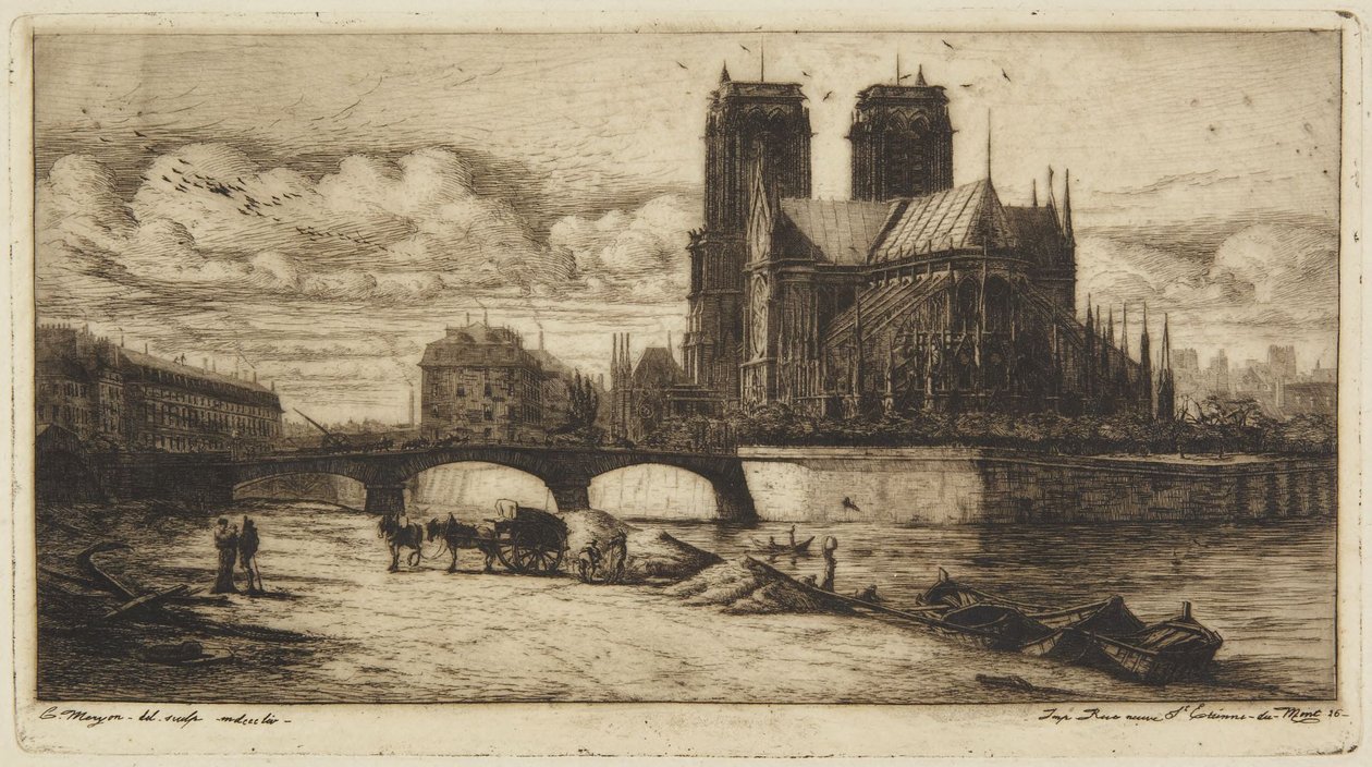 Apsyda katedry Notre-Dame w Paryżu autorstwa Charles Meryon