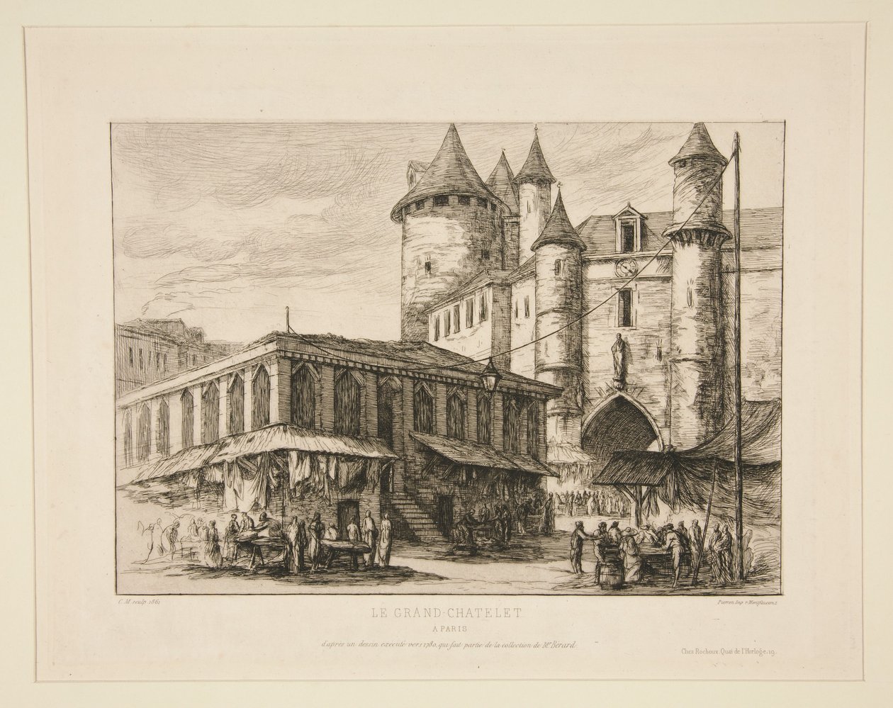 Le Grand Châtelet [około 1780 według rysunku z epoki] autorstwa Charles Meryon