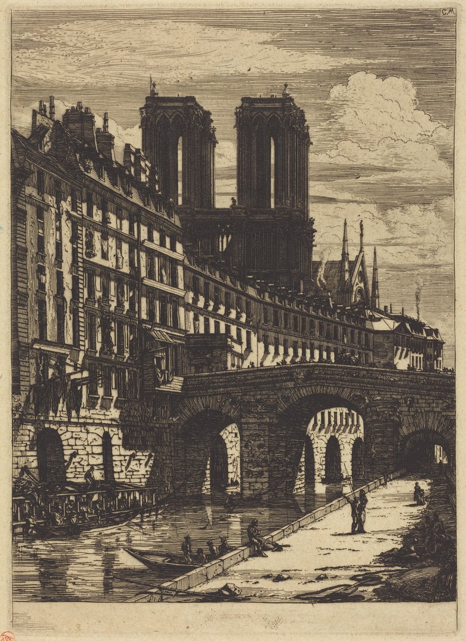 Le Petit Pont, Paryż autorstwa Charles Meryon