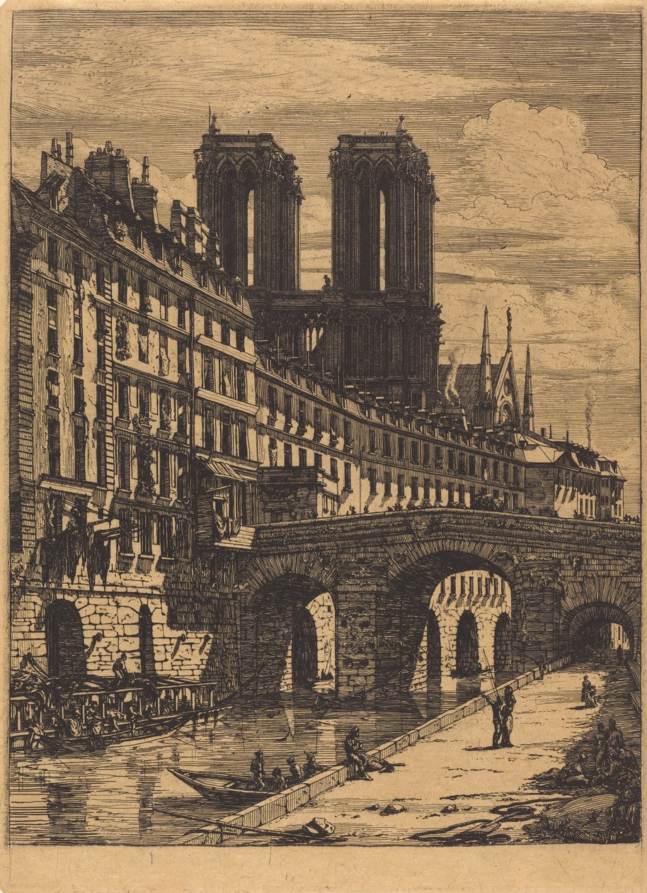 Le Petit Pont, Paryż autorstwa Charles Meryon