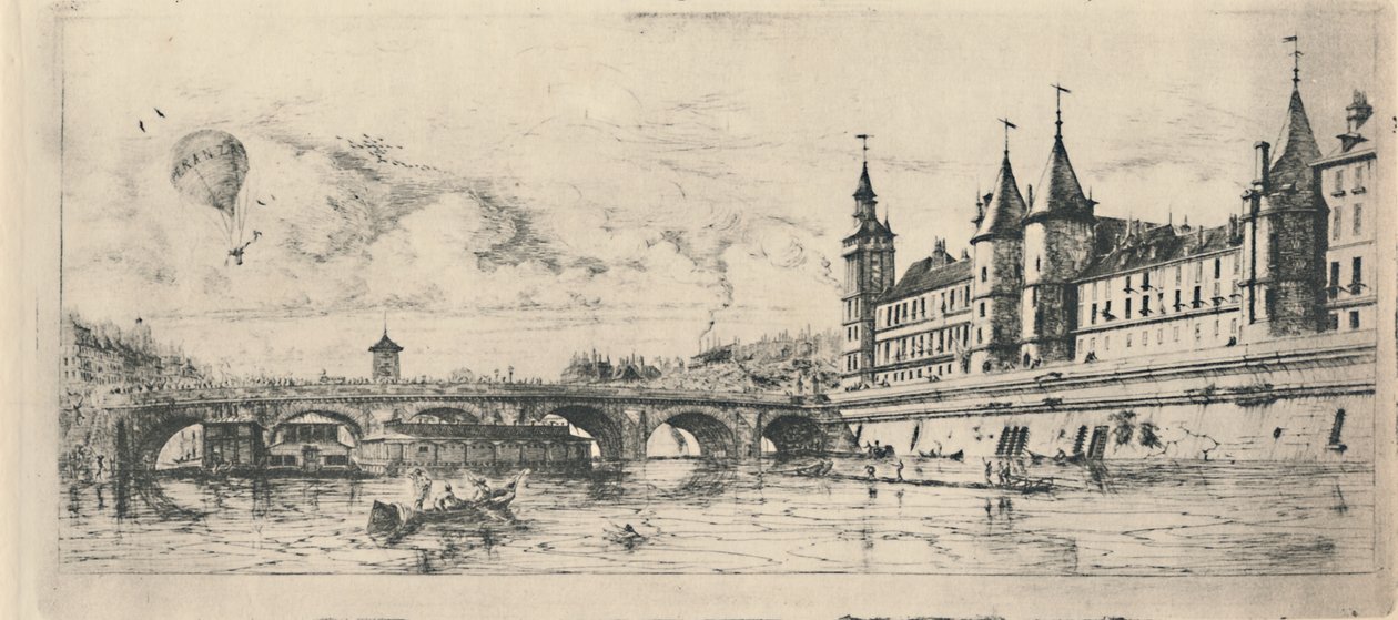 Le Pont-Au-Change 2. stan, 6 18 x 13 116 cali, 1854, 1927 autorstwa Charles Meryon