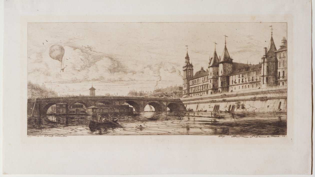 Most Pont au Change autorstwa Charles Meryon