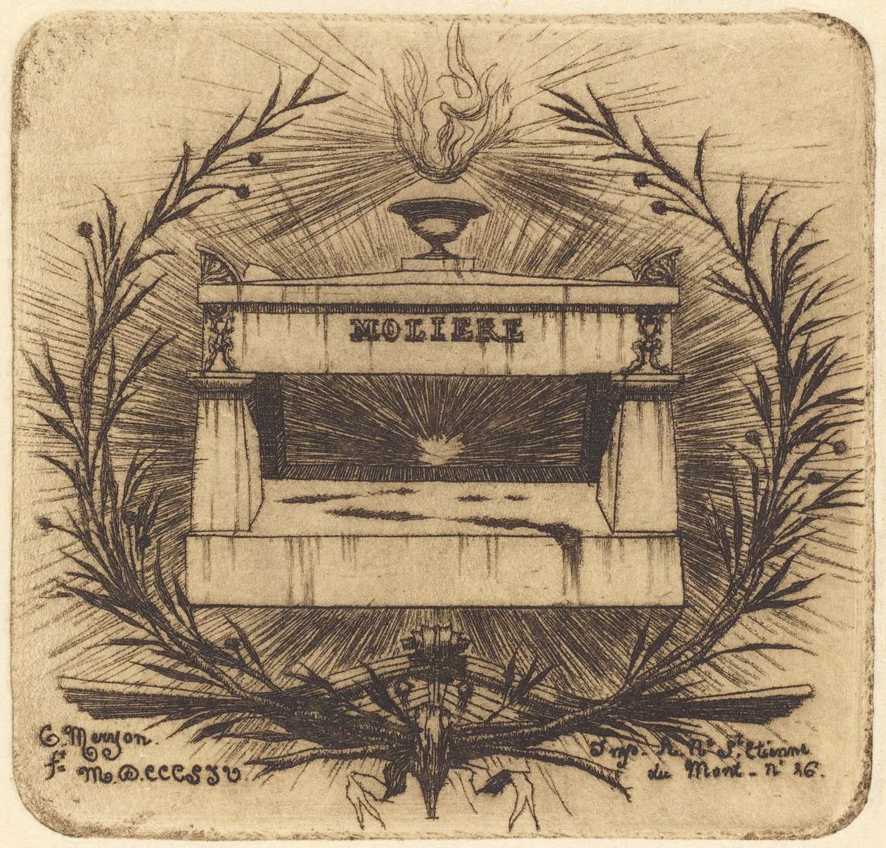 Grób Moliera na cmentarzu Père-Lachaise w Paryżu autorstwa Charles Meryon