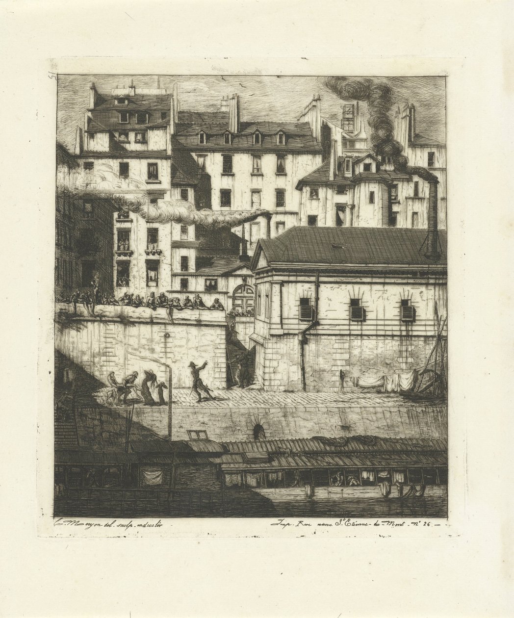 Kostnica nad Sekwaną w Paryżu La Morgue Eaux-Fortes sur Paris (tytuł serii) autorstwa Charles Meryon