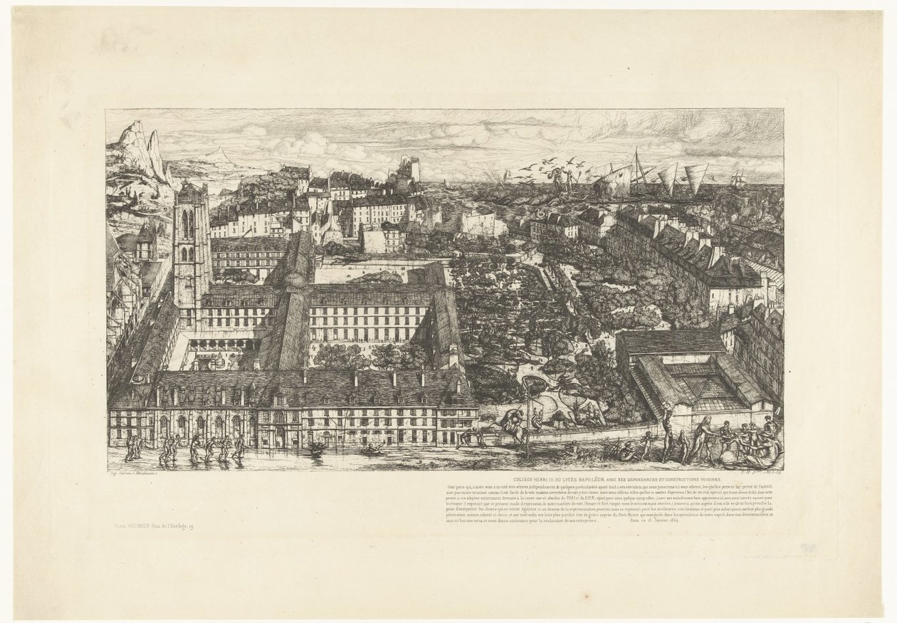 Liceum Henryka IV w Paryżu Collège Henri IV lub Lycée Napoléon (tytuł na obiekcie) autorstwa Charles Meryon
