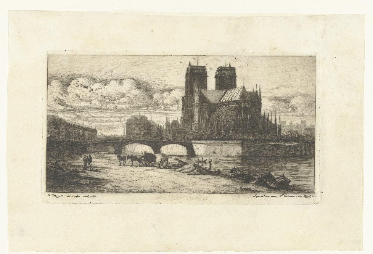 Matka Boża w Paryżu Apsyda Notre-Dame Akwaforty na Paryżu (tytuł serii) autorstwa Charles Meryon