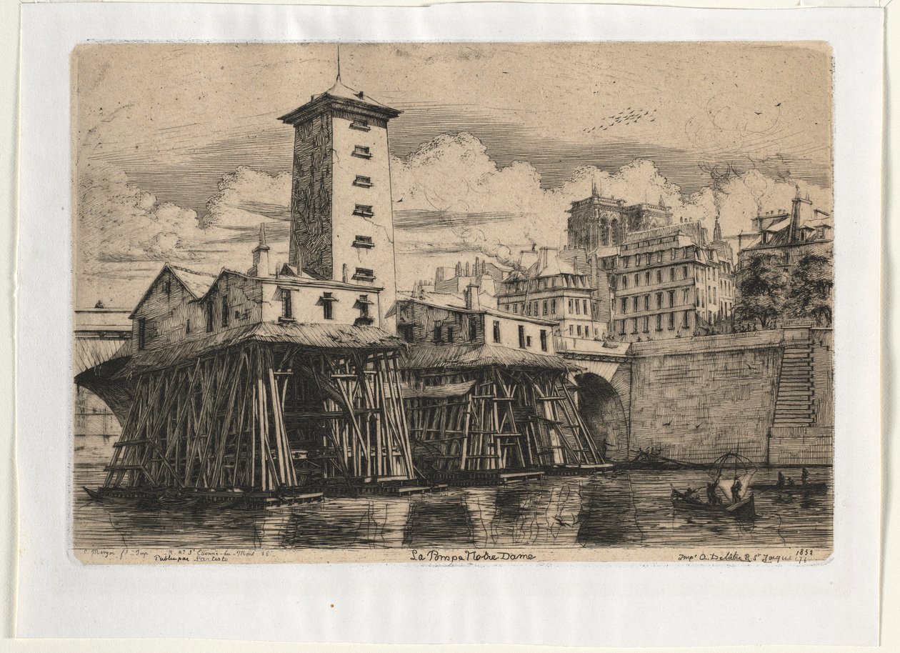 Pompownia Notre Dame, Paryż autorstwa Charles Meryon