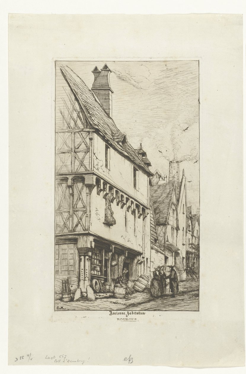 Oud huis Huis van de Muzikant w Bourges Stary dom w Bourges (tytuł na obiekcie) autorstwa Charles Meryon