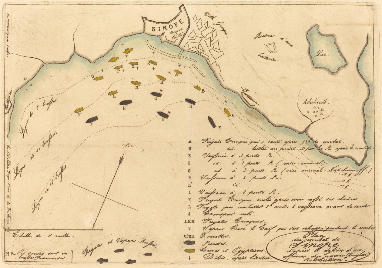 Plan du Combat de Sinope (Plan bitwy pod Synopą) autorstwa Charles Meryon