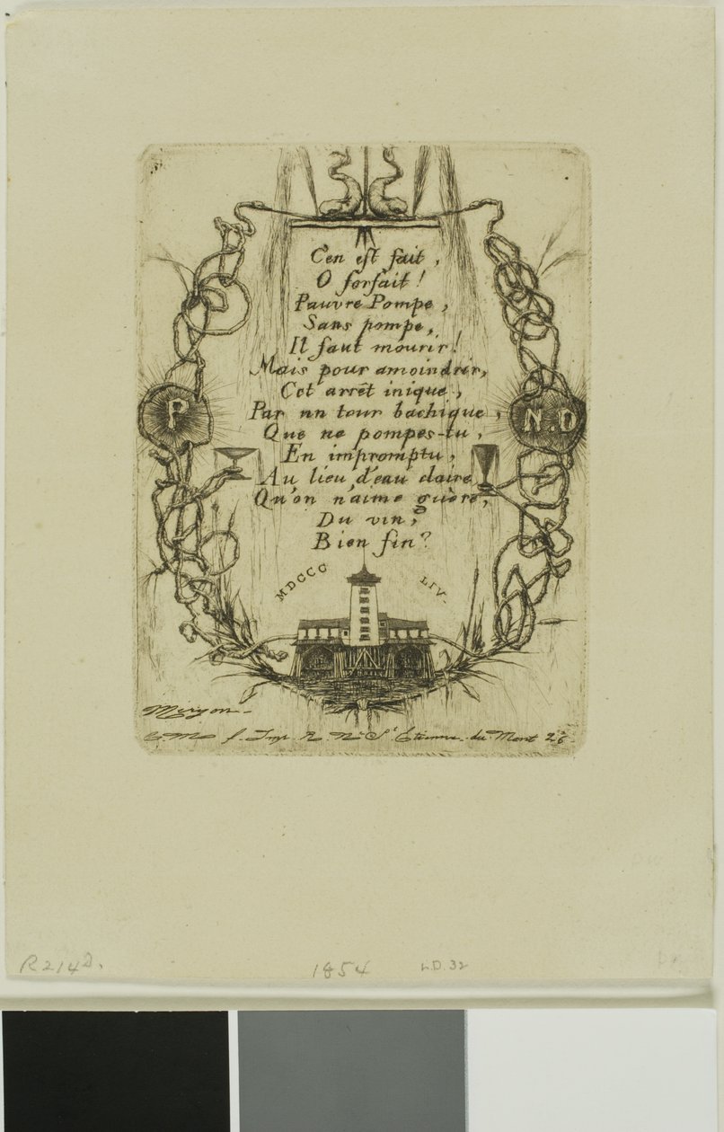 Pompe Notre-Dame, Paryż, mały talerz autorstwa Charles Meryon