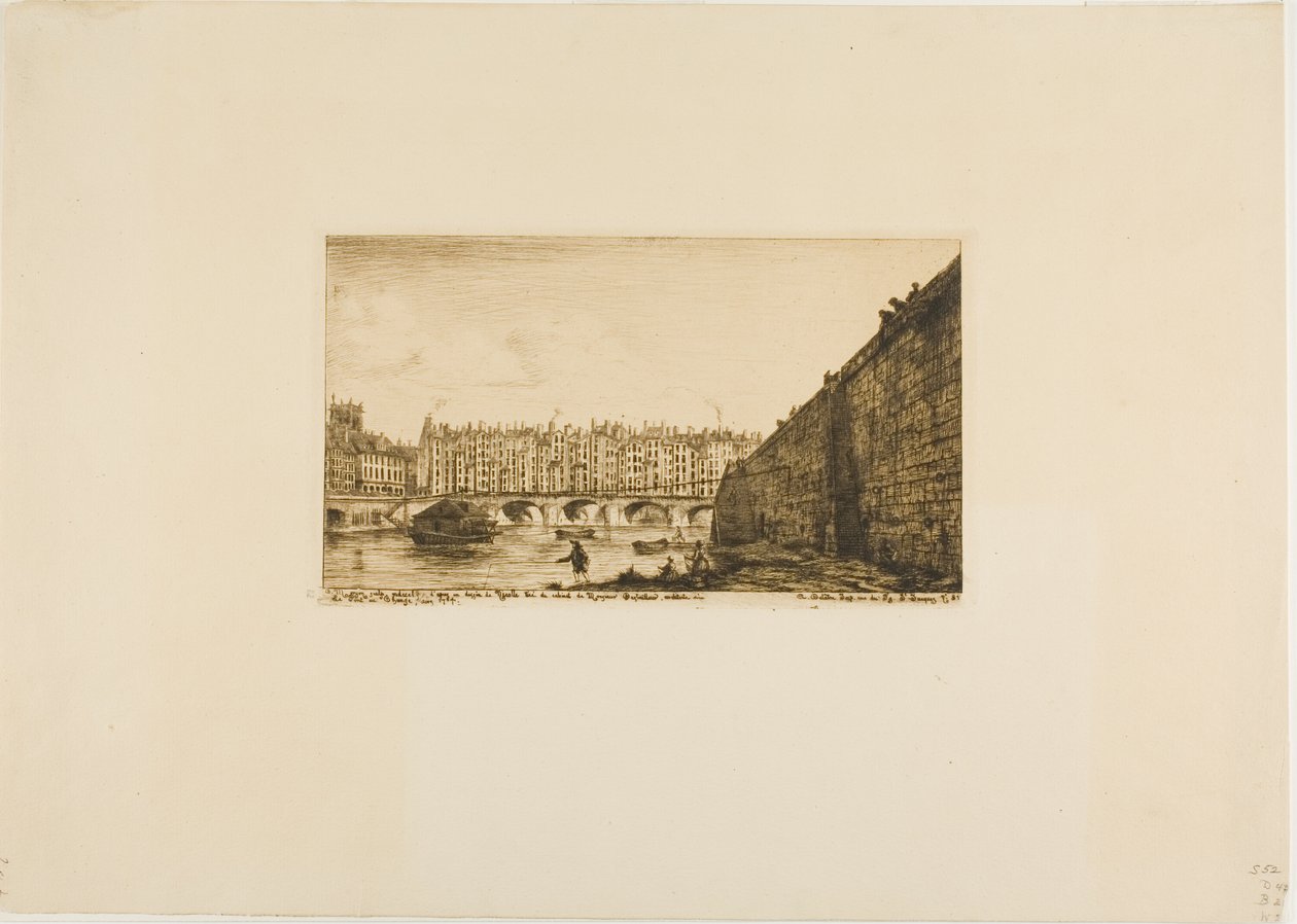 Pont-au-Change, Paryż, ok. 1784 autorstwa Charles Meryon