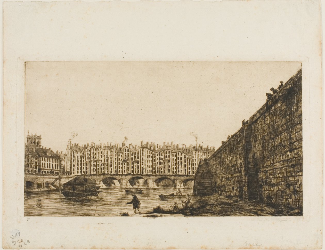 Pont-au-Change, Paryż, ok. 1784 autorstwa Charles Meryon