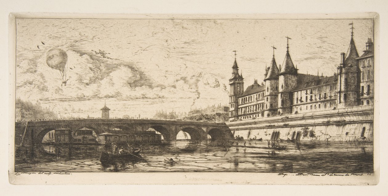 Pont-au-Change, Paryż, z "Akwafort paryskich" autorstwa Charles Meryon