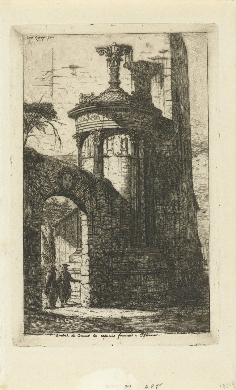 Brama przy wejściu do klasztoru kapucynów francuskich w Atenach Entrée du convent des Capucins Francais a Athenes (tytuł obiektu) autorstwa Charles Meryon