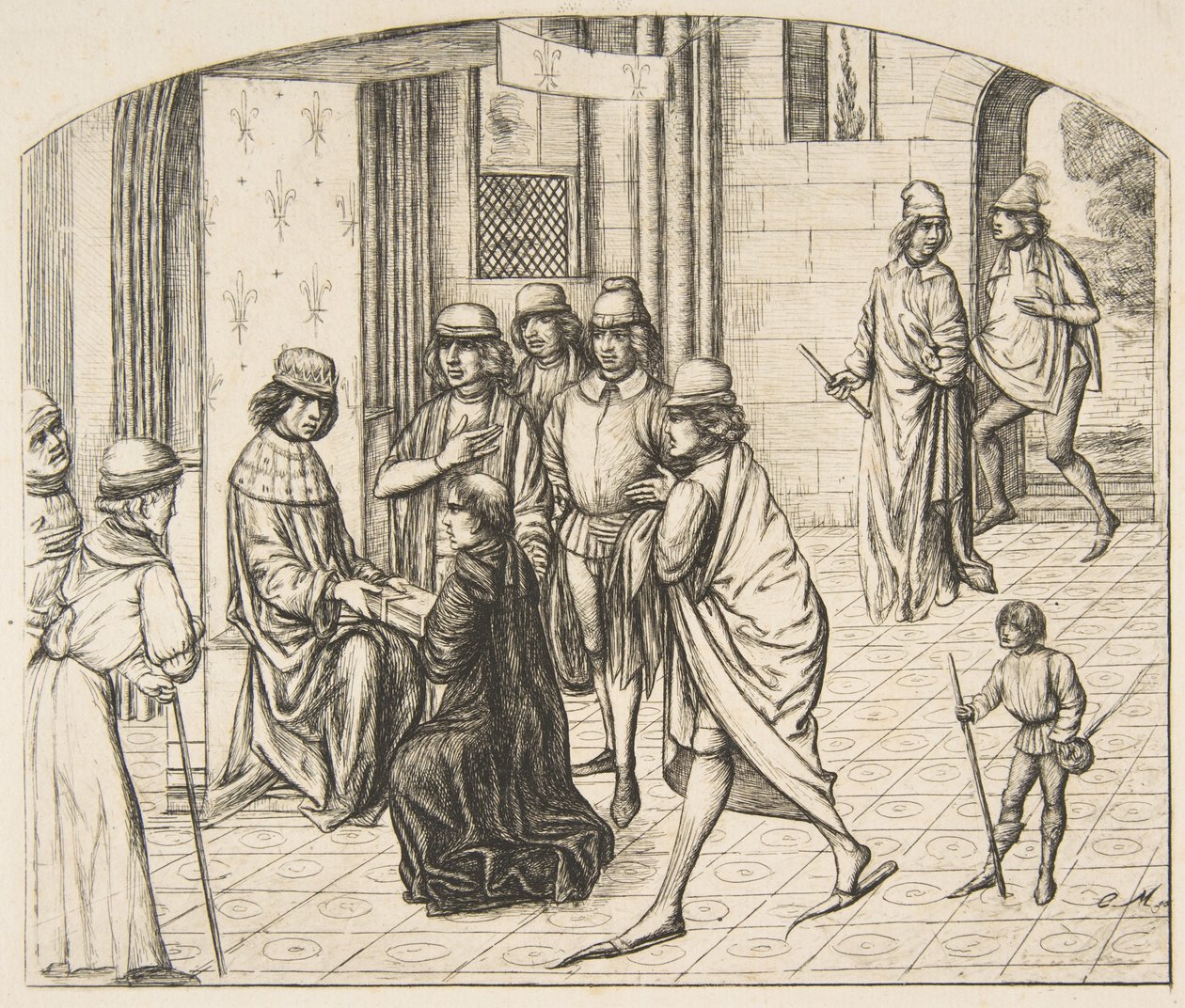 Prezentacja Valerius Maximus królowi Ludwikowi XI, 1862. autorstwa Charles Meryon