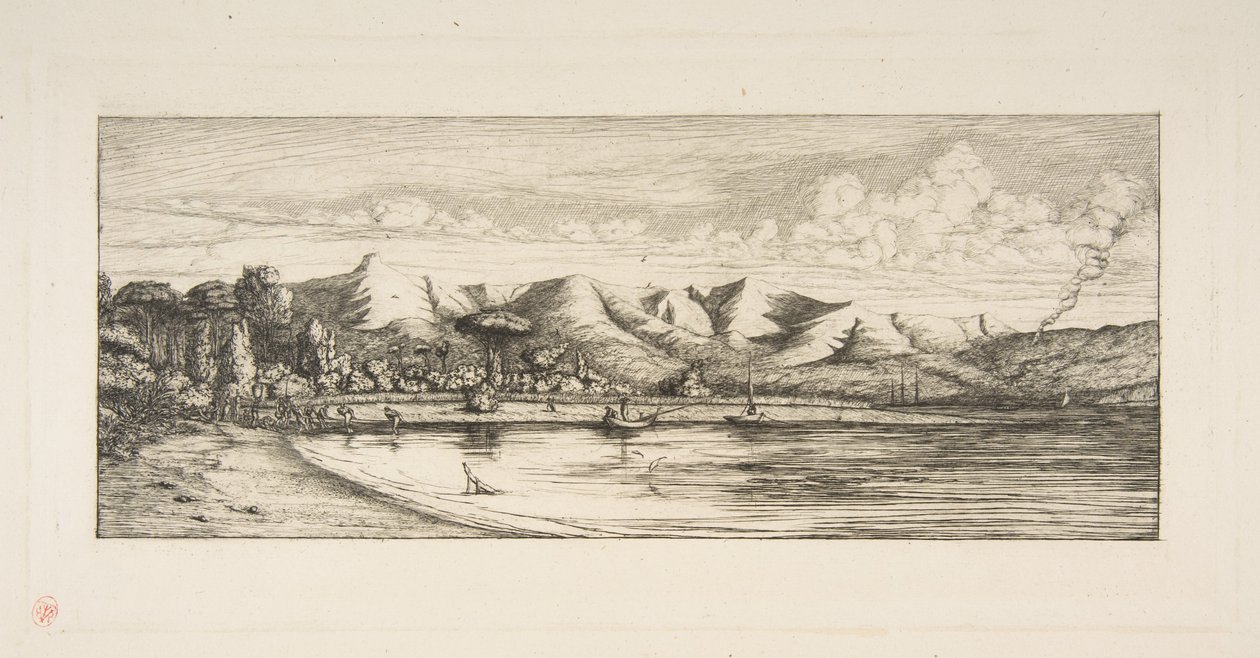 Półwysep Banks, Pointe des Charbonniers, Akaroa (połów ryb z gatunku „Seine” u wybrzeży Colliers’ Point w Akaroa na Półwyspie Banks, 1845 r.), z książki „The Voyage to New Zealand (1842–46)” autorstwa Charles Meryon