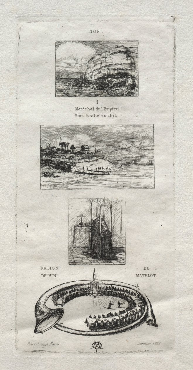 Rebus: Nie, Morny nie umarł, bo ponownie się żeni, 1866. autorstwa Charles Meryon