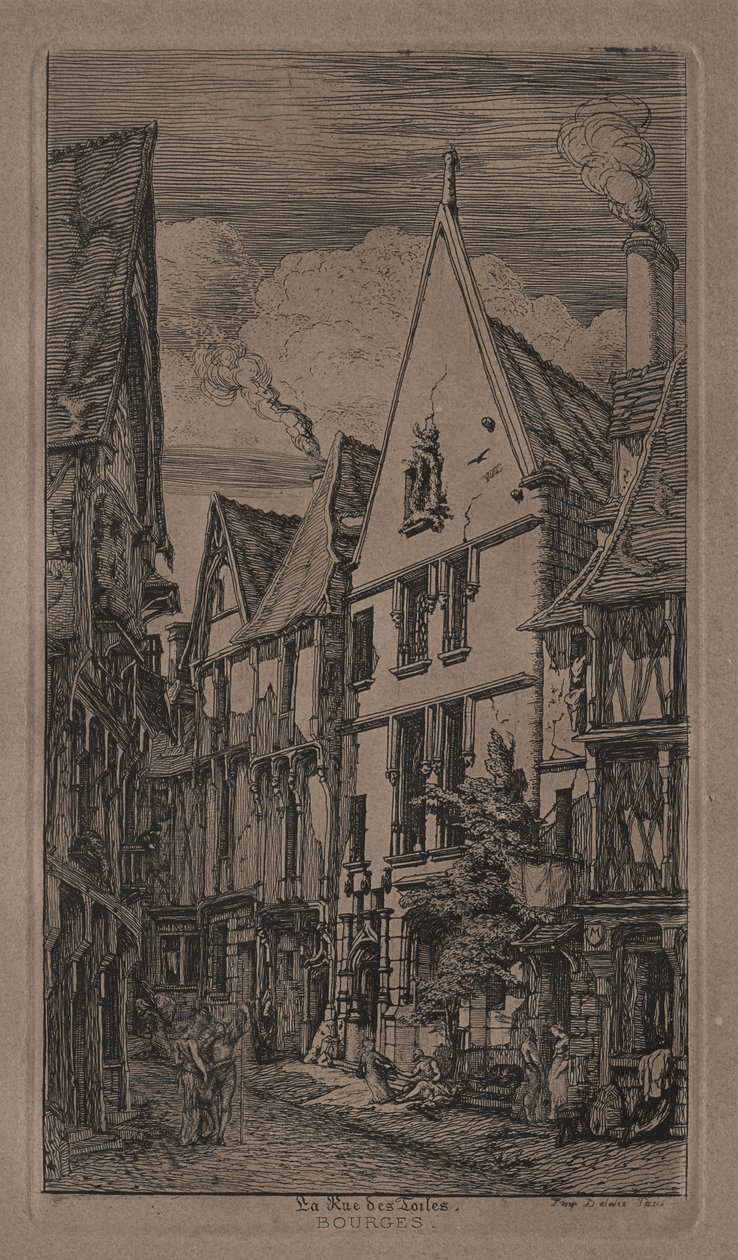 Rue des Toiles, Bourges autorstwa Charles Meryon
