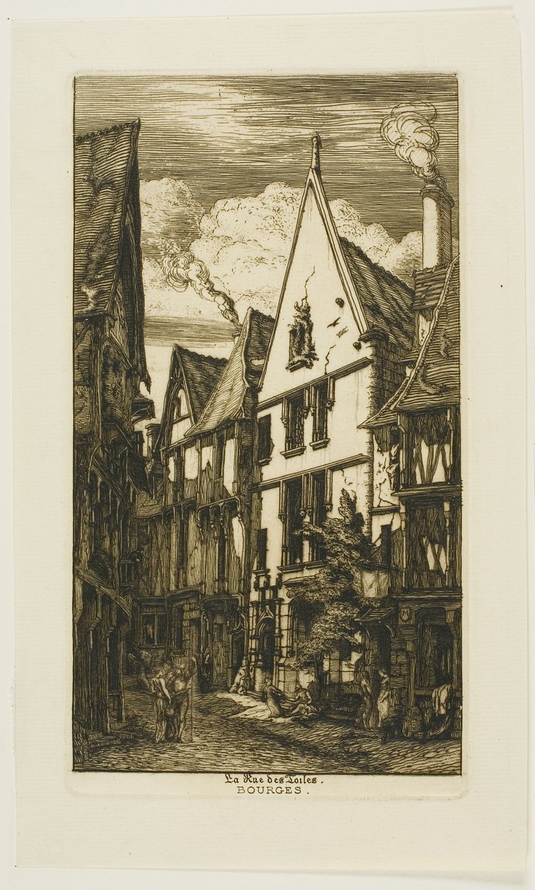 Rue des Toiles, Bourges autorstwa Charles Meryon