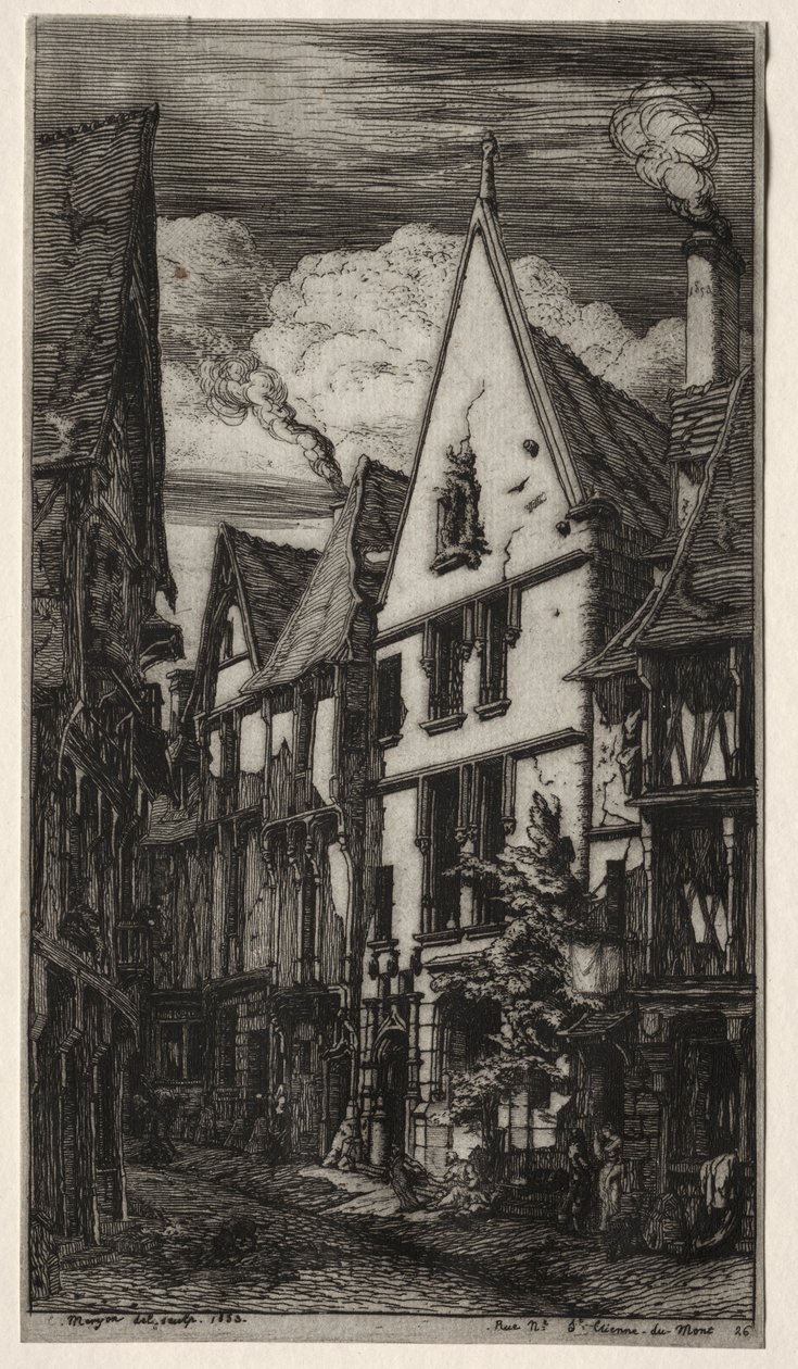 Rue des Toiles, Bourges autorstwa Charles Meryon