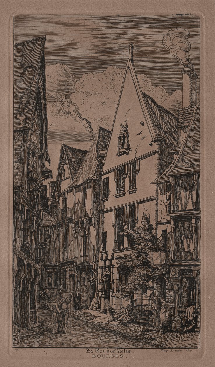 Rue des Toiles, Bourges autorstwa Charles Meryon