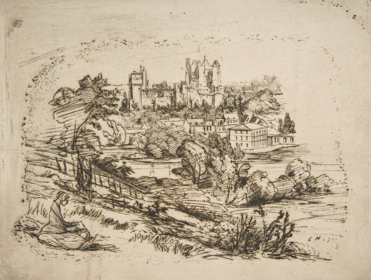 Ruiny Château de Pierrefonds Ruiny Château de Pierrefonds, według Viollet-le-Du..., 1858. autorstwa Charles Meryon