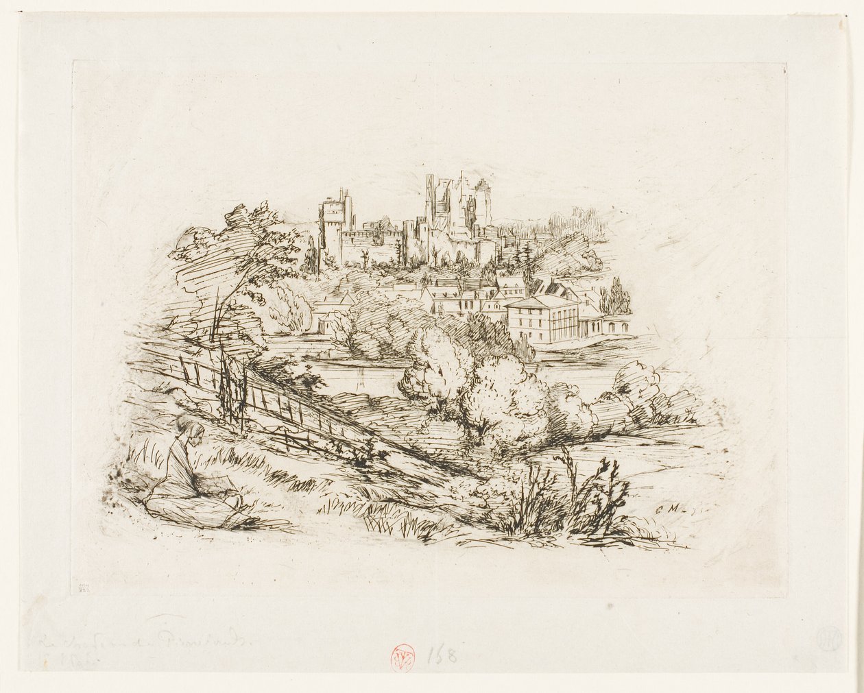 Ruiny zamku Château de Pierrefonds autorstwa Charles Meryon