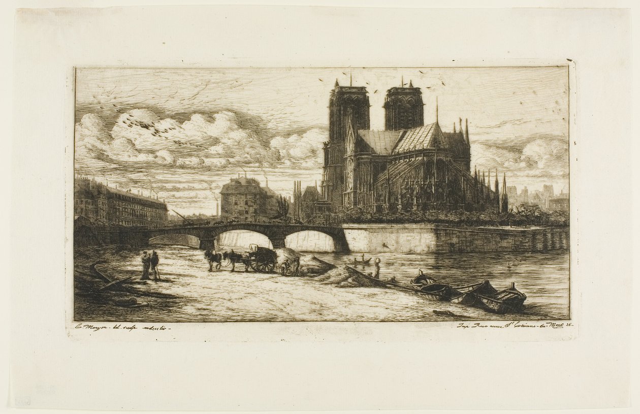 Apsyda Notre-Dame, Paryż autorstwa Charles Meryon