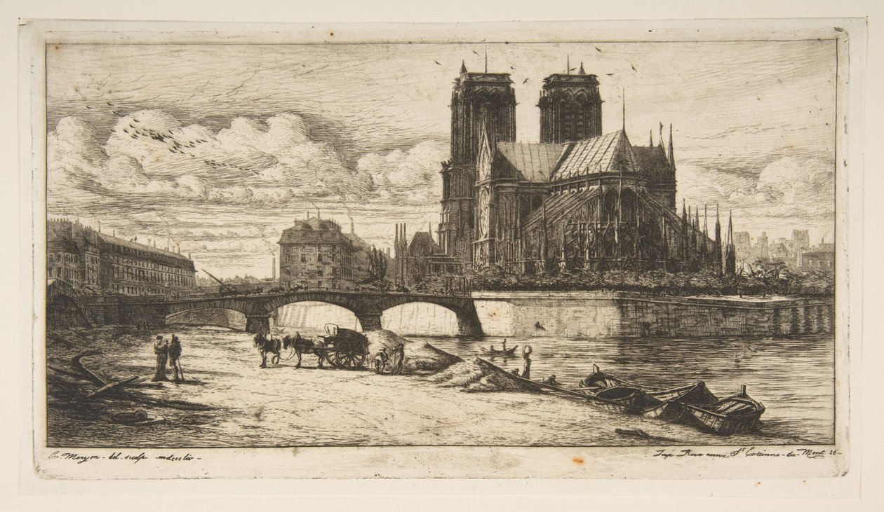 Apsyda Notre-Dame, Paryż autorstwa Charles Meryon
