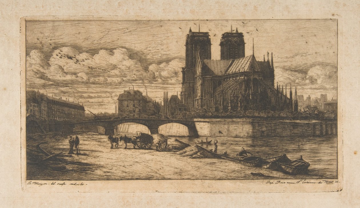 Apsyda katedry Notre-Dame w Paryżu autorstwa Charles Meryon