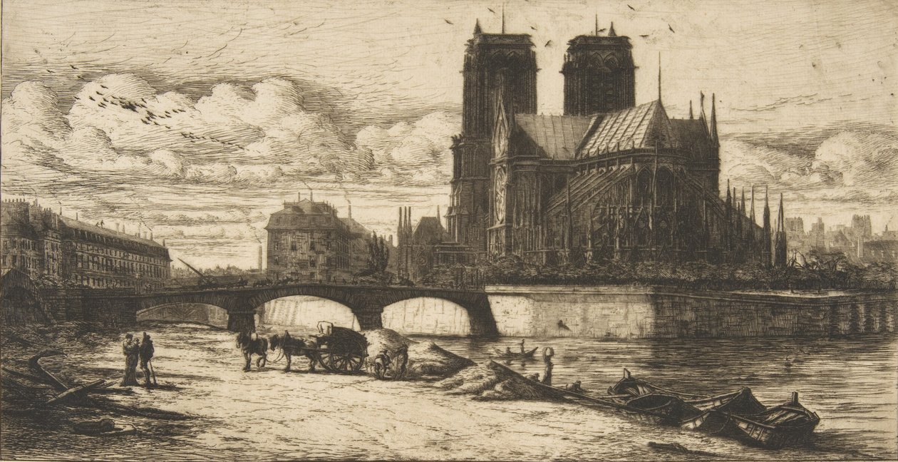 Apsyda Notre-Dame, Paryż, 1854. autorstwa Charles Meryon