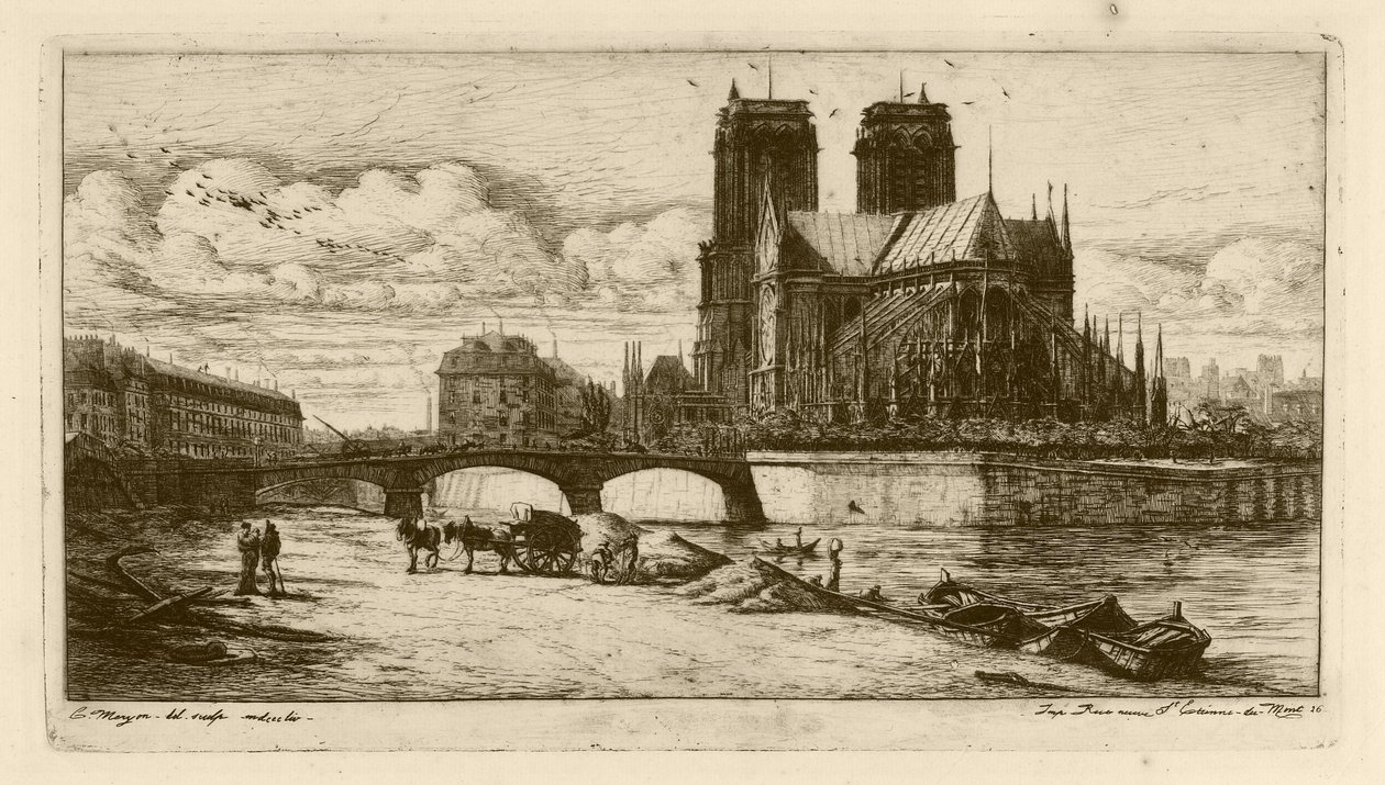 Apsyda Notre-Dame w Paryżu autorstwa Charles Meryon